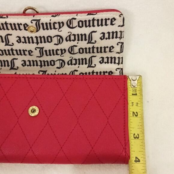 Y2K Juicy Couture Quilted Leather Long Wallet chain Heart Charm Barbiecore VNTG - Picture 15 of 16